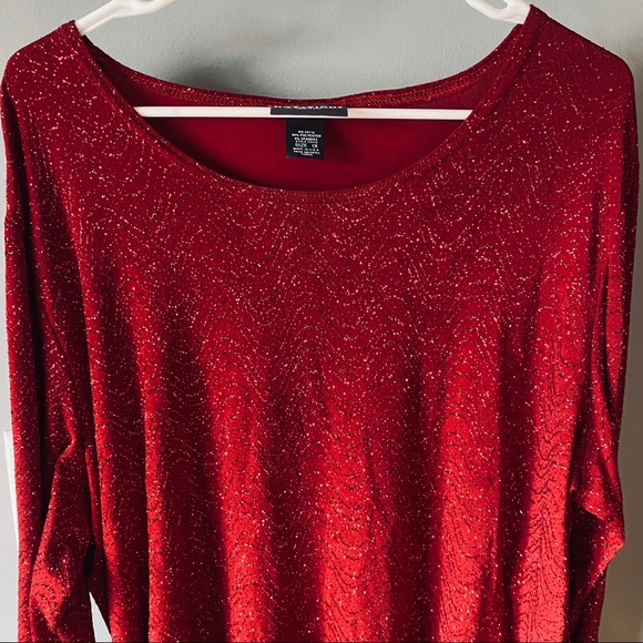 Notations red sparkly long sleeve tunic - Picture 2 of 7